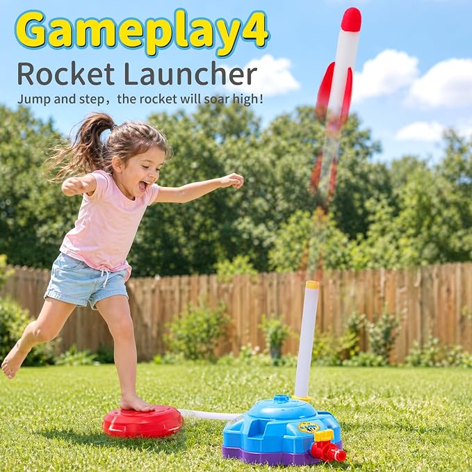 4-in-1 Sprinkler Toys for Kids Ages 4-8, Water Baseball, Rotating Water Spray, and Rocket Launcher for Toddlers, Backyard, Garden, Lawn, and Pool Outdoor Play in Summer for Boys and Girls Ages 3-5.