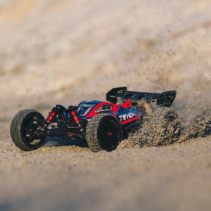 ARRMA RC Car 1/8 Typhon 6S V5 4WD BLX Buggy with Spektrum Firma RTR (Ready-to-Run), Black and Red, ARA8606V5