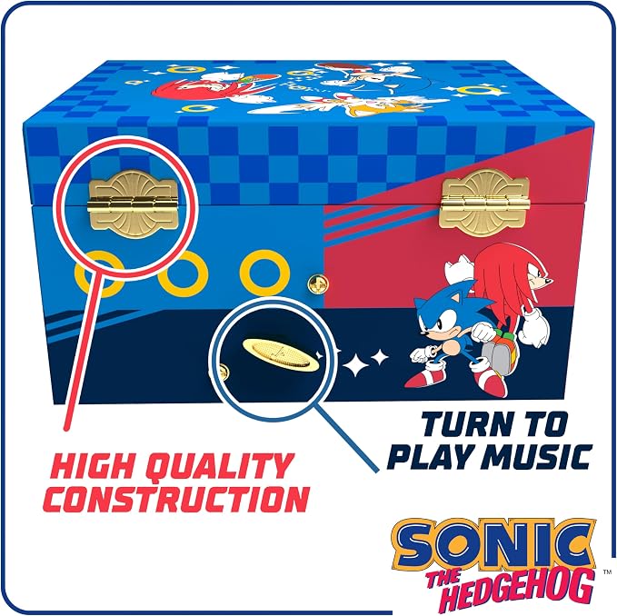 Sonic Jewelry Box for Girls Musical Jewelry Box with Spinning Sonic Figurine, Sonic Toys for Kids Ages 3-5