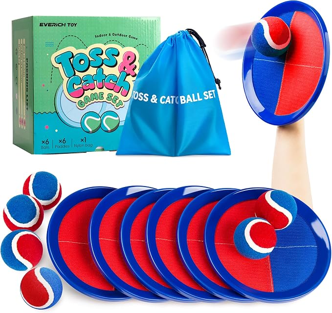 Upgraded Toss and Catch Ball Game Set, Beach Pool Toys Outdoor Games for Kids Toys, Outside Family Lawn Yard Games, for Boys Girls 3 4 5 6 7 8 9 10 11 12 Years Old