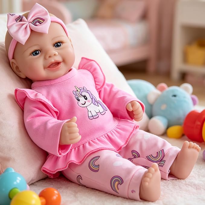 Milidool Baby Doll Girl - 17-Inch Soft Body Realistic Baby Doll with Blue Eye, Real Life Baby Dolls for 3+ 4 5 6 7 8 9 Years Girl Birthday Gifts, Pretend Play and Christmas