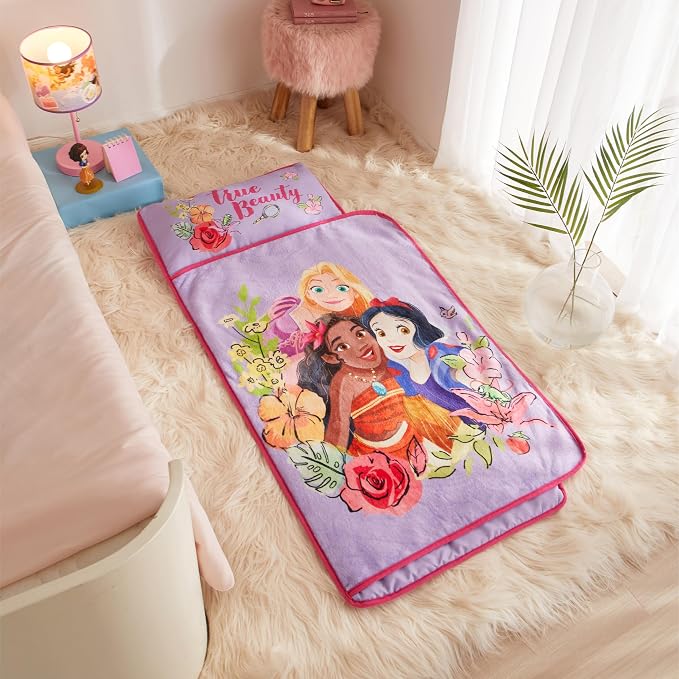 Super Soft Plush Toddler Quilted Nap Mat with Built in Blanket and Pillow