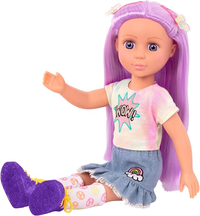 Glitter Girls – 14-Inch Fashion Doll - Blue Eyes & Blue Hair - Bow, Clips, and Colorful Outfit – 3+ Years – Luma