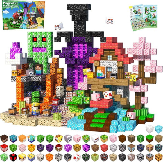 300 PCS Magnetic Blocks - Magnetic Building Blocks, Stacking Magnetic Blocks for Kids, Sensory Toy for STEM Montessori for Kids 3+ Boys and Girls Christmas Birthday Gifts