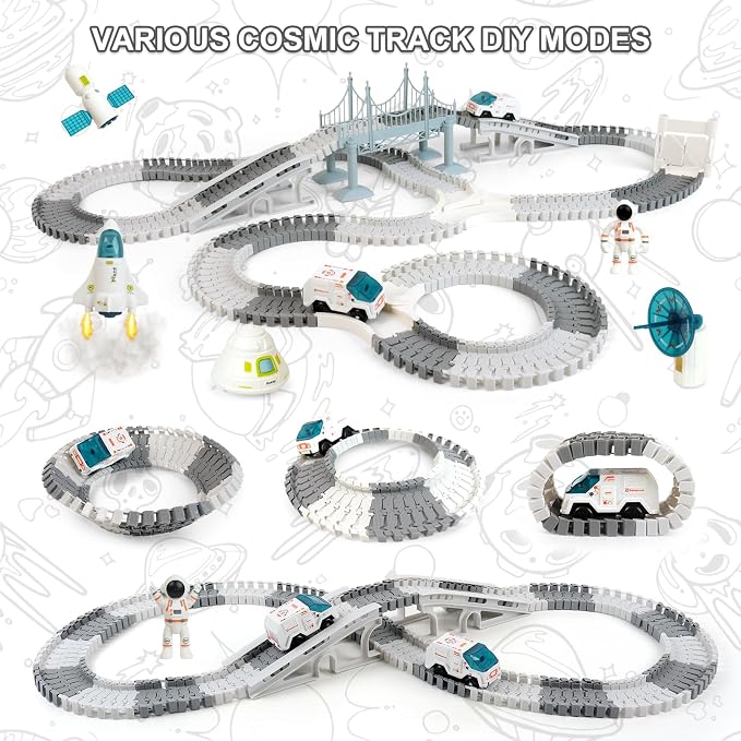 Race Track Set for Kids - Best Birthday Gift for Boys 3 4 5 6 7 Years Old, 290+ PCS DIY Flexible Tracks Toys with Cars