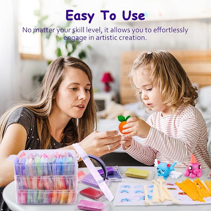 PeacePeo Polymer Clay 110 Colors Non-Sticky Oven Bake Clay 215 Pcs Non-Toxic Modeling Baking Clay for Kids with Sculpting Tools Kit for Adults Beginners Art Craft