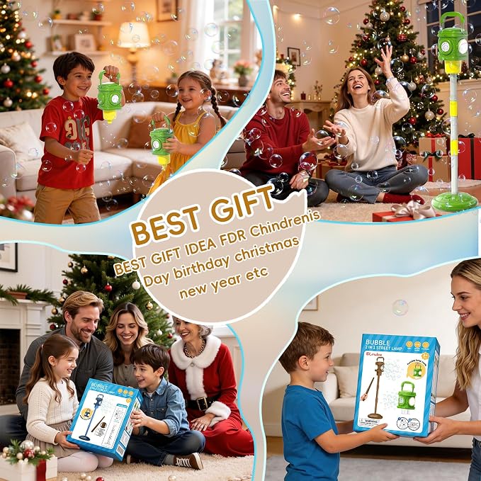 Automatic Bubble Machine for Kids & Toddlers 1-3, Remote Control LED Street lamp Bubble Toy for Indoor House Outdoor Play, Summer Water Toys for Toddler Baby Boy Girl Birthday Party Gifts
