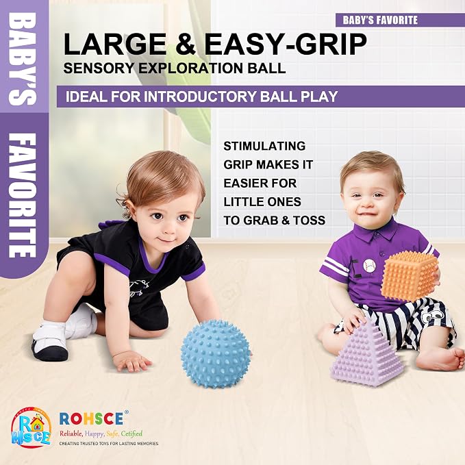 Baby Sensory Balls, Soft Spiky No-Hole Bath Toys for Toddlers 1-3 | BPA-Free Wheat Straw, Bright Colors, Soft Spiky Texture, Easy to Grip, Bath, Pool and Beach Play, 1st Birthday Boy Gifts