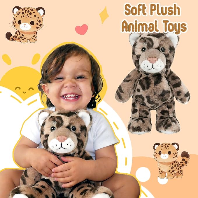 Stuffed Animal Plush Toy Soft Plushie Cuddly Leopard Cute Plush Toy for Kids Toddlers Boys Girls Birthday Christmas Nursery Decor Party Favors