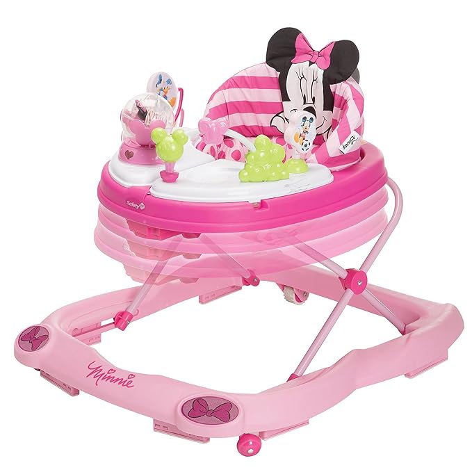 Disney Baby Minnie Mouse Baby Walkers and Activity Center, Pink Glitter Music and Lights Walker