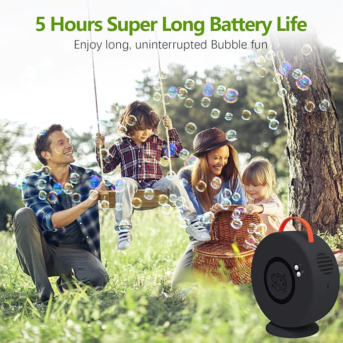 Bubble Machine for Kids Toddlers, 90° 360° Rotatable Automatic Bubble Blower 4000+ Bubbles/Min, Bubble Maker for 3 4 5 6 7 8 Year Old, Easter Christmas Birthday Outdoor Wedding Party Gifts
