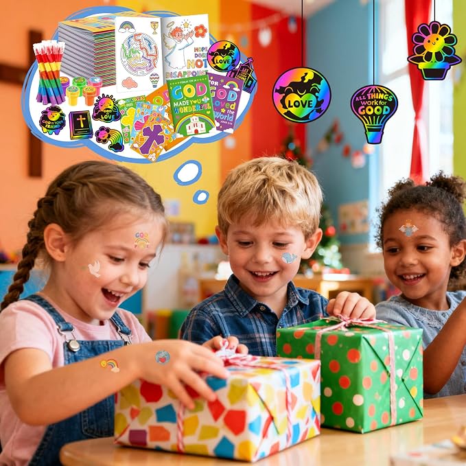 BenLouis Bible Party Favors Christian Inspirational Verses Coloring Set Gift Prizes Bulk for Kids Operation Christmas Child Sunday School Religious Activities Goodie Bag Stuffers（12set Verses）