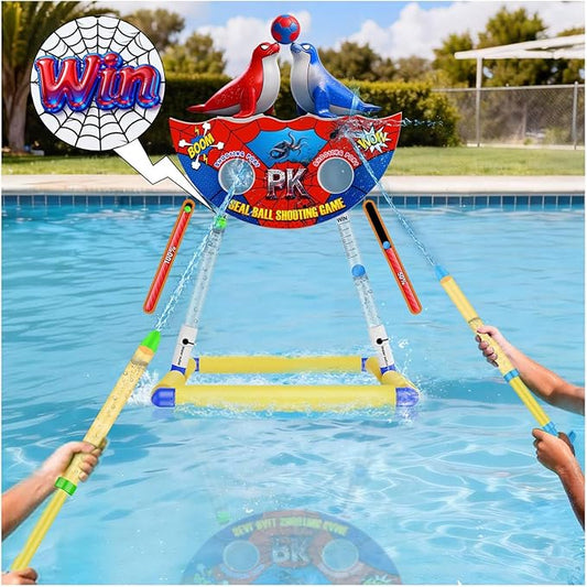 DX DA XIN Seal Ball Water Shooting Game for Kids, Water Floating Shooting Target with 2 Blaster Squirt Guns,Beach Party Outdoor Pool Summer Water Toys Gifts for 3 4 5 6 7 8 9 Years Old Boy Girls