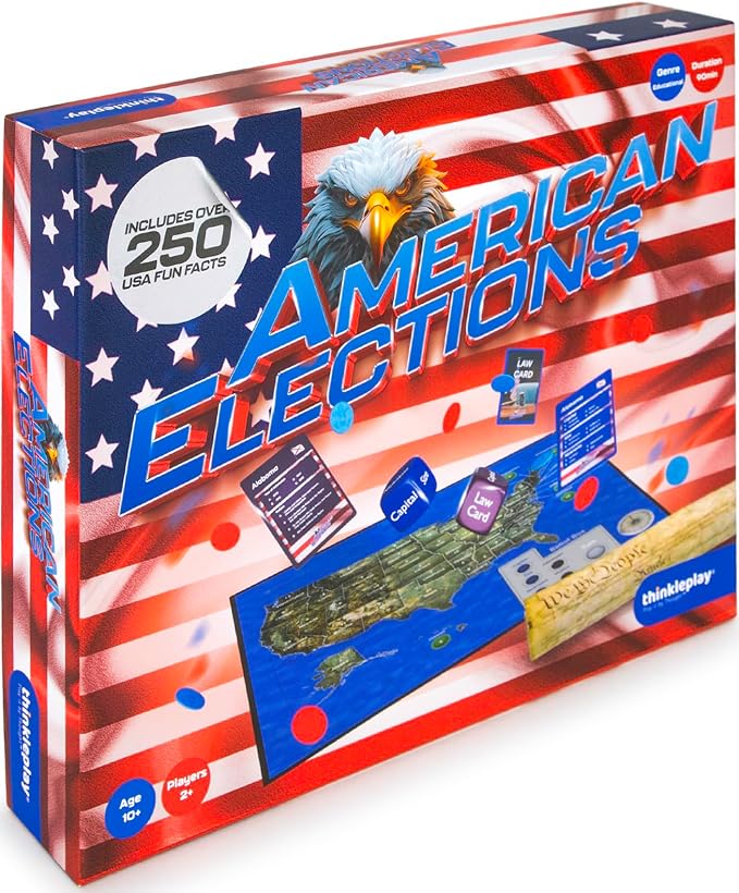 American Elections U.S. History & Civics Board Game – Learn State Facts, Geography & Government – Educational Family Board Game – Fun Board Games for Adults, Kids Ages 10+ Years Old
