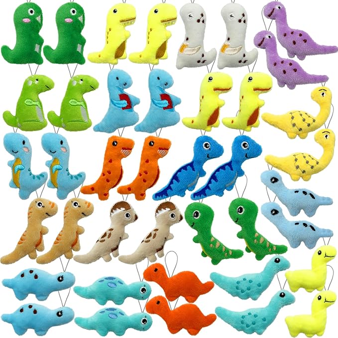XIPEGPA 40 PCS Mini Dinosaur Plush Toys Set Cute Small Dinosaur Stuffed Toy Keychain for Party Favors Keychain Ornament for Goody Bag Easter Egg Stuffers Carnival Birthday Party Classroom Prizes