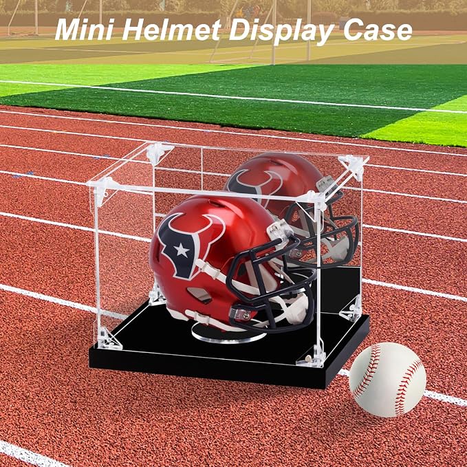 Acrylic Display Case for Collectibles Assemble Mini Helmet Display Case 1/2 Football Baseball Helmet Showcase Dustproof Clear Display Box for Sports Memorabilia Figures Lego Doll Toys (8x6x6 inch)