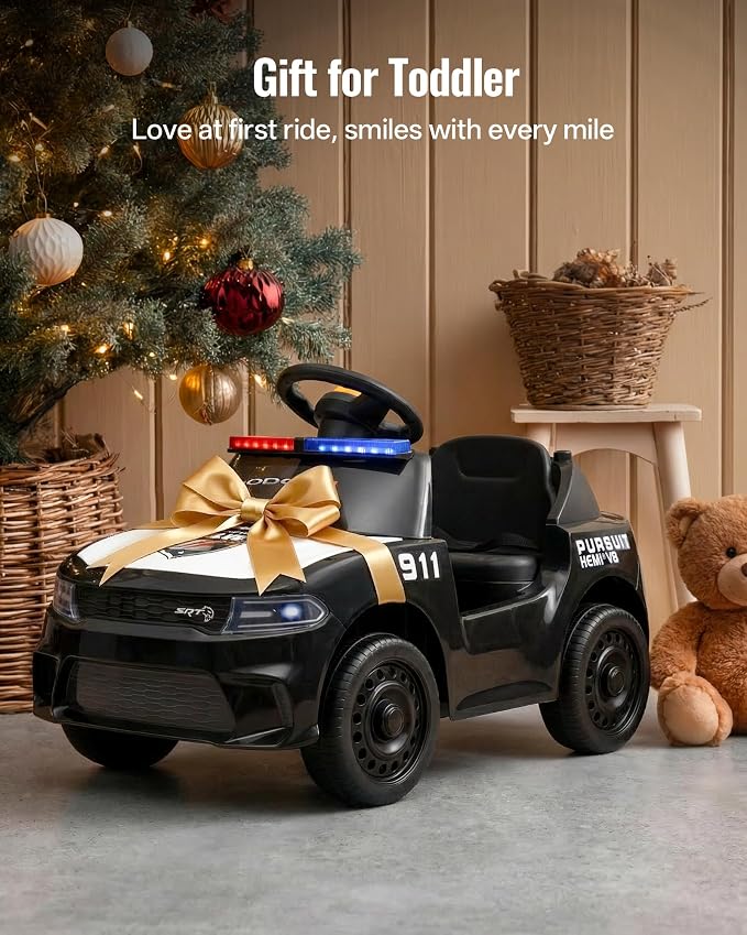 Licensed Dodge Police Electric Ride on Car for Toddlers 1-3 w/Lights & Horn