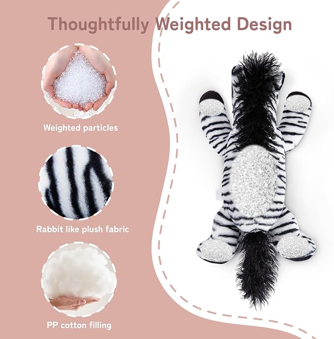 Niuniu Daddy 20" 3.3 lb Weighted Zebra Stuffed Animal for Adults Kids, Giant Large Soft Body Pillow Plush Toy for Sleeping Huggable, Gift for Everyday Comfort