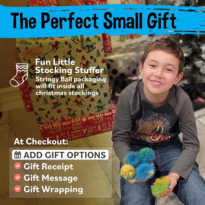 Stringy Balls & Sensory Toys 8 Pack - Fidget Toys Sensory Gifts for Kids Ages 3 4 5 6 7 8 + Year Old - Best Stress Balls Toys & Toddler Toys Gifts for Toddlers, Boys & Girls - Monkey Balls Fidget Toys