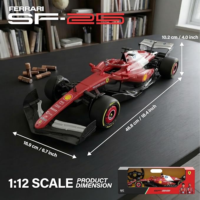 Voltz Toys Licensed 1:12 F1 Ferrari SF-25 Remote Control Vehicle - RC Series for Kids and Adults - 2.4GHz Racing Toy for Gift (1:12 Ferrari SF-25)