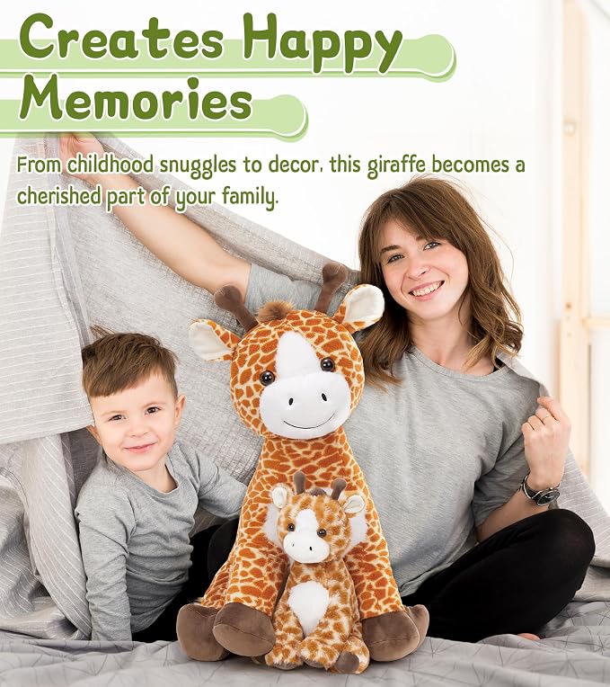Tezituor Giraffe Stuffed Animal,25.6in Large Giraffe Plush Toy with Baby, Cute Plushies,Giraffe Plush Pillow Huggable,Christmas Valentines Birthday Gifts for Kids Adults Girlfriend Girls Boys, Brown