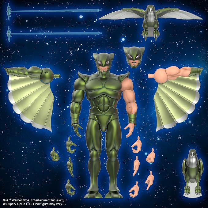 Super7 ULTIMATES! SilverHawks Flashback (Toon) - 7" SilverHawks Action Figure with Accessories - Classic Cartoon Collectibles and Retro Toys