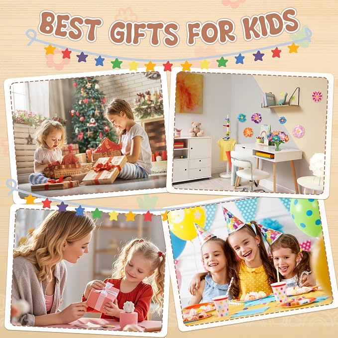 Fabric Flower Bouquets Toys,DIY Craft Kits for Kids,Arts and Crafts Toy for 3+ Year Old Girls,Flowers Market Toy,Build Your Flower Bouquet,Educational Preschool Learning Toys for Birthday,Christmas