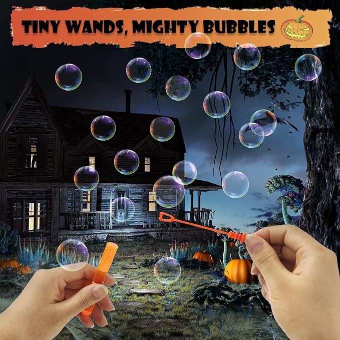 Halloween Toys Gifts Bulk for Kids 64 Pack,Halloween Mini Bubble Wands Party Favors for Toddlers,Boo Basket Pinata Goodie Bag Stuffers Fillers,Bulk Birthday Supplies Classroom Prizes Treat for Student