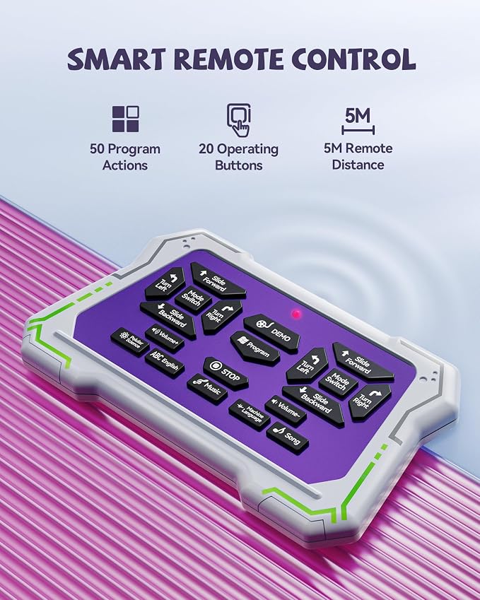 Ruko 6088 Dancing Robot for Girls with APP Control, Remote Control, Gesture Sensing Control, Interactive LED Faces, QA Games Rechargeable Programmable Robot Toys for 3 4 5 6 Years Kids, Pink Purple