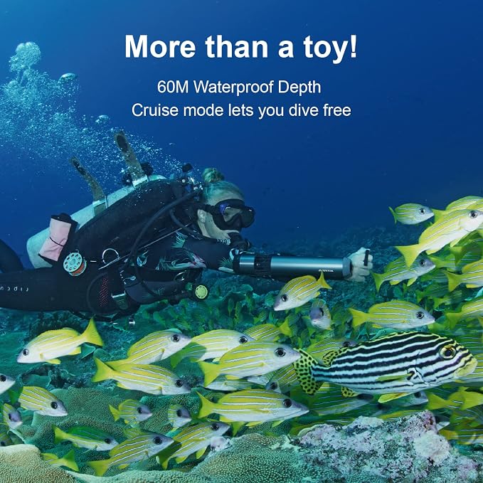 Waydoo Subnado Underwater Scooter, Sea Scooter with Thumb Control for SUP Paddle Board, Pool, Diving & Snorkeling, Compact & Portable Water Scooter for Adults & Kids, Gray/Red