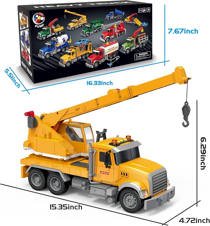 Dwi Dowellin Toys for 3 Years Old Boys Girls Kids,Construction Toy Crane Truck with Lights and Sounds