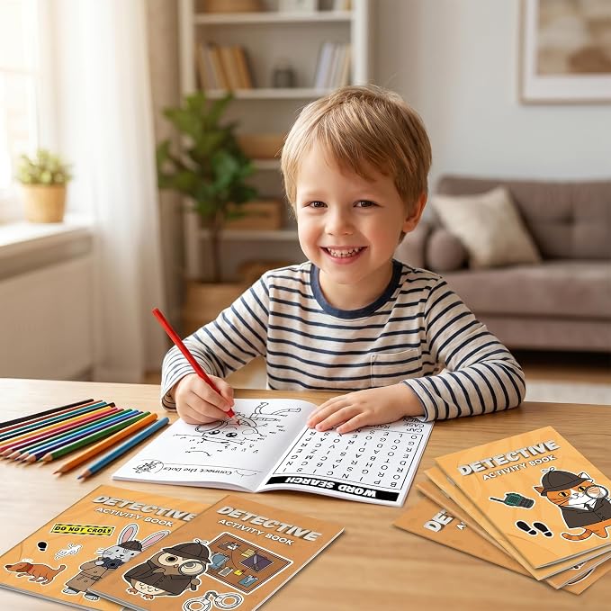 Detective Activity Books for Kids - 48 Pcs Secret Agent Coloring Books Bulk Mini Maze Word Scramble Word Search Games Activity Booklet for Birthday Party Favors Goodie Bags Stuffers Classroom Rewards