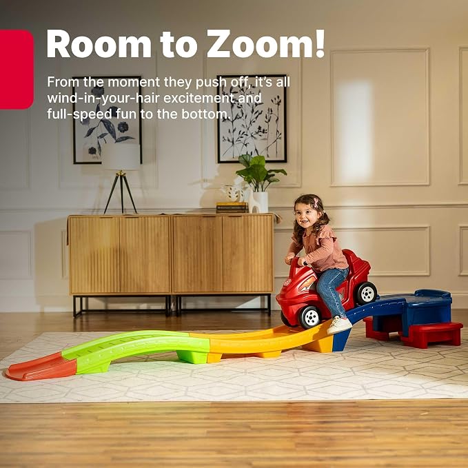Step2 Up & Down Roller Coaster Rapid Ride & Hide Double the Fun Edition with 2 Cars, Toddler Ride-On Toy, 9 ft Track, Ages 2+ Years