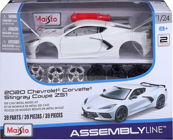 Maisto 1:24 Assembly Line 2020 Chevrolet Corvette Stingray Coupe, White