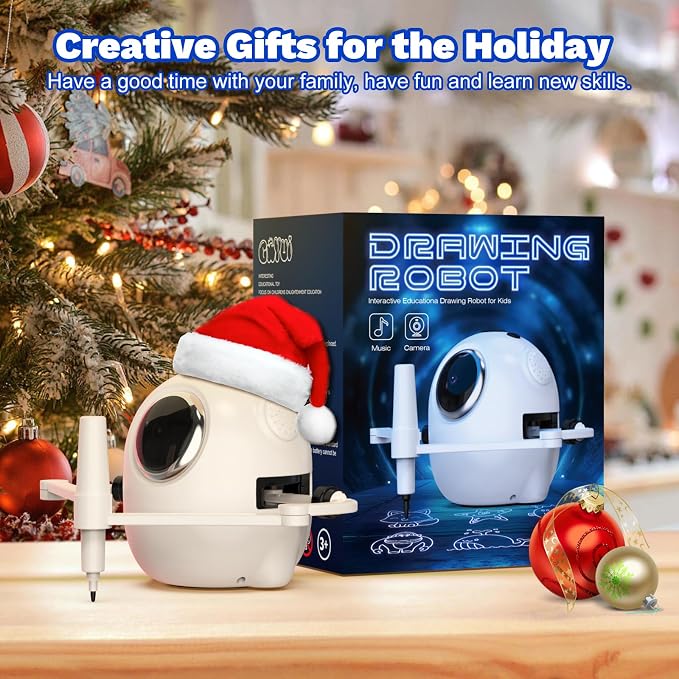 Drawing Robot for Kids with 150 Cards, Camera Recognition Interactive Educational Drawing Kit for Kids, Montessori Painting Learning Toys for 3-8 Year Old Boys Girls Birthday Party Gift