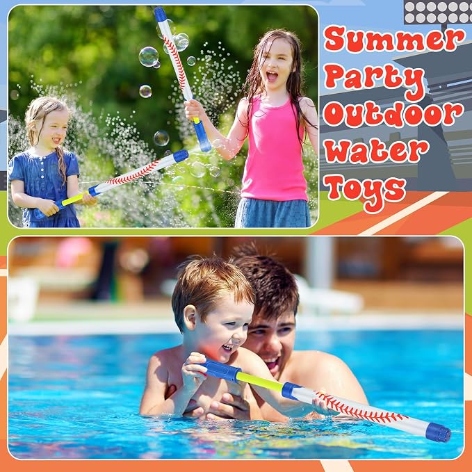 Halloscume 12 Pack Baseball Sport Water Gun Party Favors 15.75 in Summer Water Shooter Blasters Gun Toys for Kids Summer Outdoor Swimming Pool Backyard Beach Games