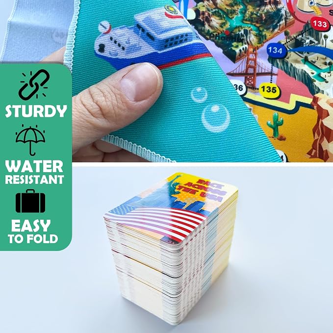QUOKKA Board Game for Kids 8-12 - Learning, Educational Card Games for Ages 6-8 - Indoor, Outdoor Activity for Teens, Adults, Family - Geography, United States 100 Question Cards with Top Facts
