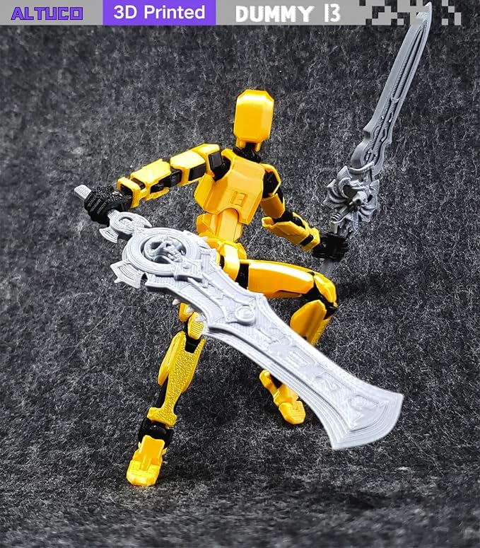 altuco Titan 13 Action Figure Set for Kids,T13 Action Figure with Multiple Accessories,3D Printed Dummy Robot 13 Desktop Decorative Toy for Boys (Gold)