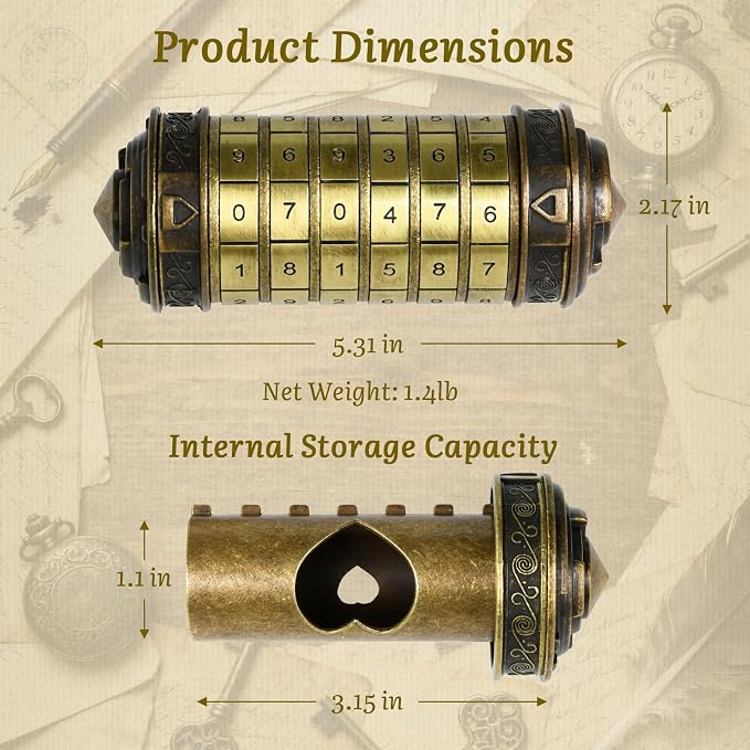 wellsee Da Vinci Code Numeric Mini Cryptex Brainteaser Puzzle Box,Metal Password Lock Cash Box with Hidden Compartment for Money,Challenge Game for Ages 12+ and Up,Unique Xmas Gifts for Her&Him,Purple