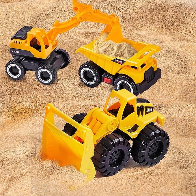 4-in-1 Construction Carrier Truck Toys for Kids | Semi Toy Car Kids Toy with Excavator and Dump Truck, Great Gift for Age 3+ Years Old Boys Girls