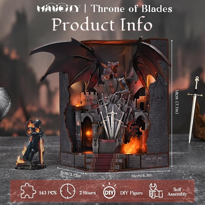 MiniCity Book Nook Kit - DIY Miniature House for Adults and Teens, Booknook Tiny House Bookshelf Decor (Throne of Blade)