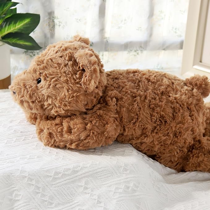 Weighted Teddy Bear Stuffed Anima 20.5" 2Lbs, Sturdy and Fluffy Brown Bear Plush Toy for Kids Cuddle, Cute Plushy Hugging Toy for Kids Adults (20.5"x7.9"x5.9")