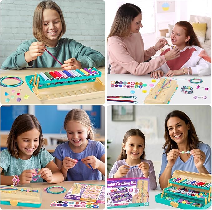 TingingYuli Friendship Bracelet Making Kit for Girls Ages 8-12, DIY String Bracelet Maker with 3-Layer Storage Box, Jewelry Making Kit Arts and Crafts Toy Gift for Kids Ages 6-12