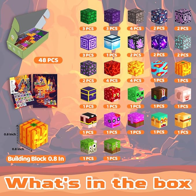 Magnetic Blocks Building Toys for Kids, 48 PCS Magnetic Blocks for Kids Ages 4-8, Magnetic Cubes, STEM Sensory Toys for Boys & Girls, Christmas Birthday Gifts for Kid Ages 3+