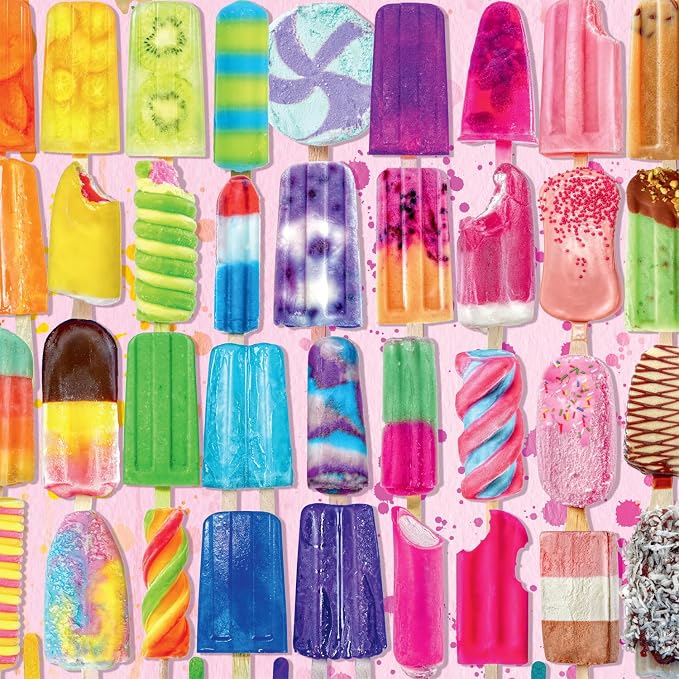 Buffalo Games - Frosty Treats - Lars Stewart - 300 Piece Large Jigsaw Puzzle for Adults - Playful Summer Ice Cream Art - Finished Size is 21.25 x 15.00, Oversized Pieces