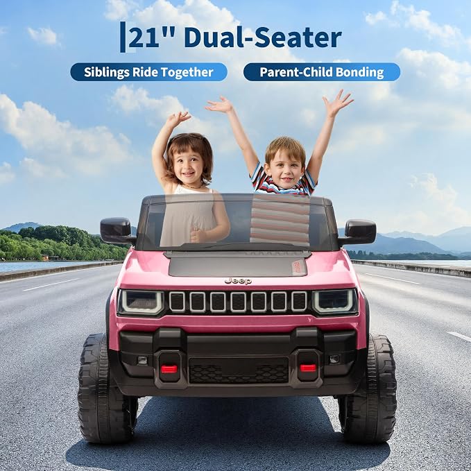 Garvee 24v Licensed Kids Ride on Car, 2 Seater Electric Truck for Big Kids with Parent Remote Control, 3 Speeds, Bluetooth Music, LED Lights for Ages 3-8