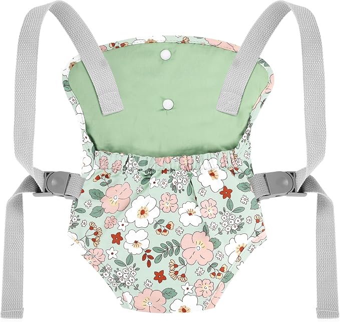GAGAKU Toy Baby Doll Carrier for Toddlers 3+ Years Old, Reborn Baby Doll Accessories Pretend & Role Play Carriers for Kids - Green Camellia