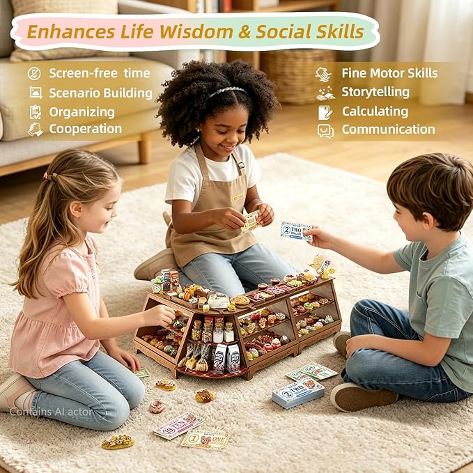 iLAND Crafts for Girls 8-12 Air Dry Clay Bakery Shop DIY Kit, CPC-Safe Toys for Kids, Creative 8-10 Year Old Girl Birthday Gifts, Ideal Tween Gifts of Creation, Fine Motor Skills & Social Role-Play