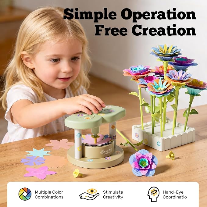 SJIADA Flower Making Kit for Kids, DIY Flower Craft Kit, Educational Fabric Flower Bouquets Kit Toys, Reusable Art Flower Crafts Activity Toy for Kids, Birthday for 4-8 Year Old Little Girls Gifts