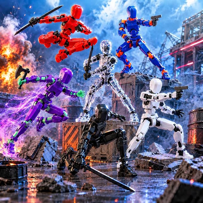 13 Action Figure Set, 6PCS T-Robot 13 Action Figure Titan 13 3D Printed Toys Articulated, for Modeling Enthusiasts Etc Birthday Gifts & Children's Day Gift for Kids 5-8 Years Old（Assembly Required）